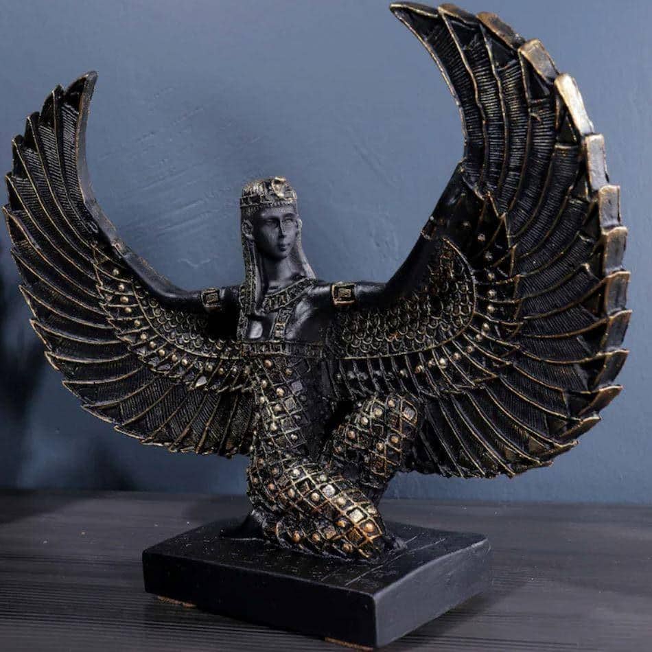 Noir Egyptian Goddess Isis Wing Sculpture Noir Egyptian Goddess Isis Wing Sculpture 