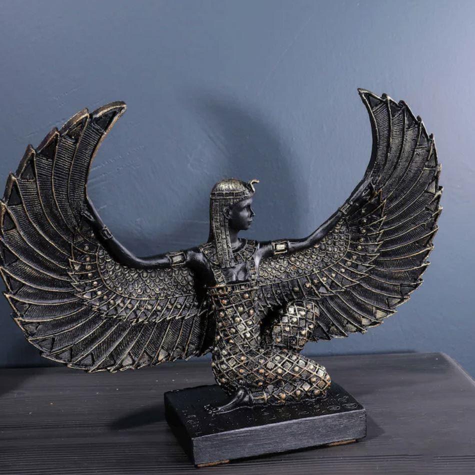 Noir Egyptian Goddess Isis Wing Sculpture 