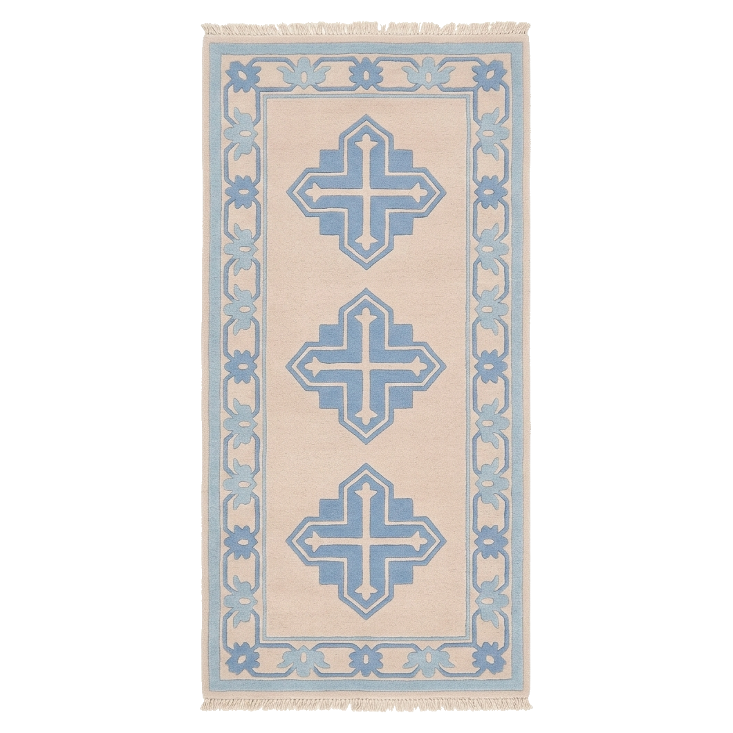 Nordic Cross Hand Knotted Runner Rug