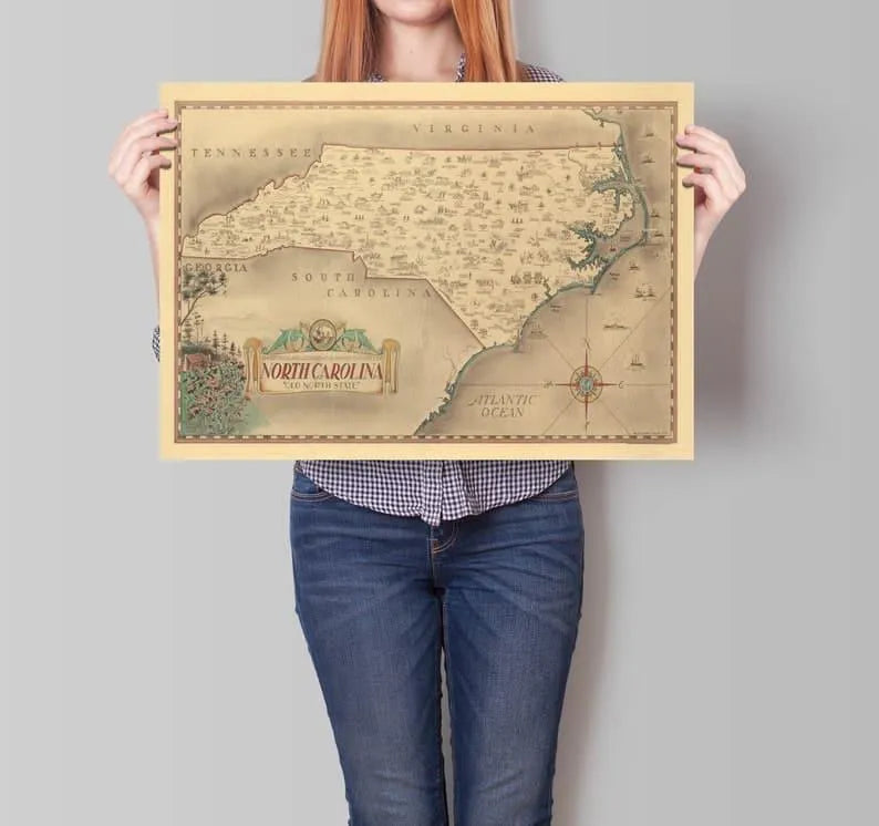 North Carolina Map Wall Print| 193 North Carolina Map