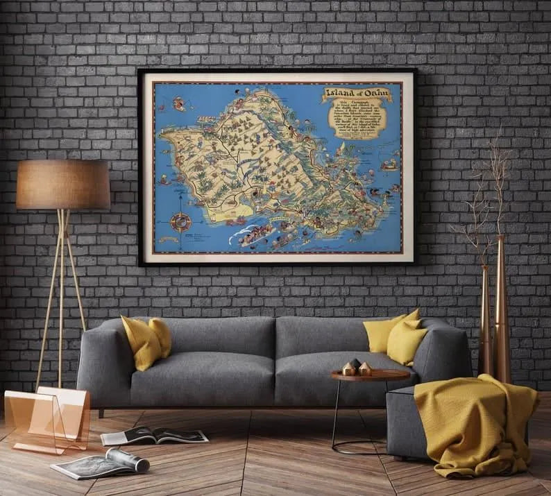 Oahu Island Map Print| Art History