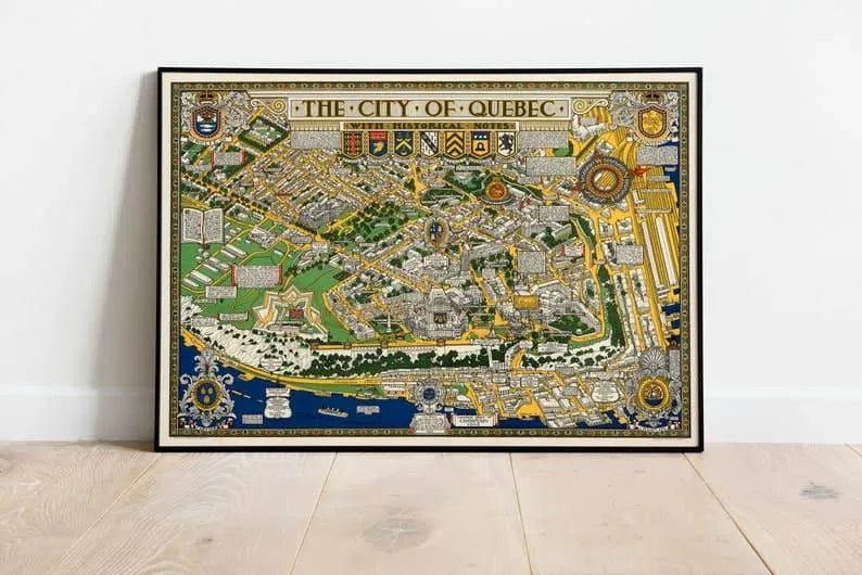 Quebec City Map Wall Print| Framed Map Wall Decor