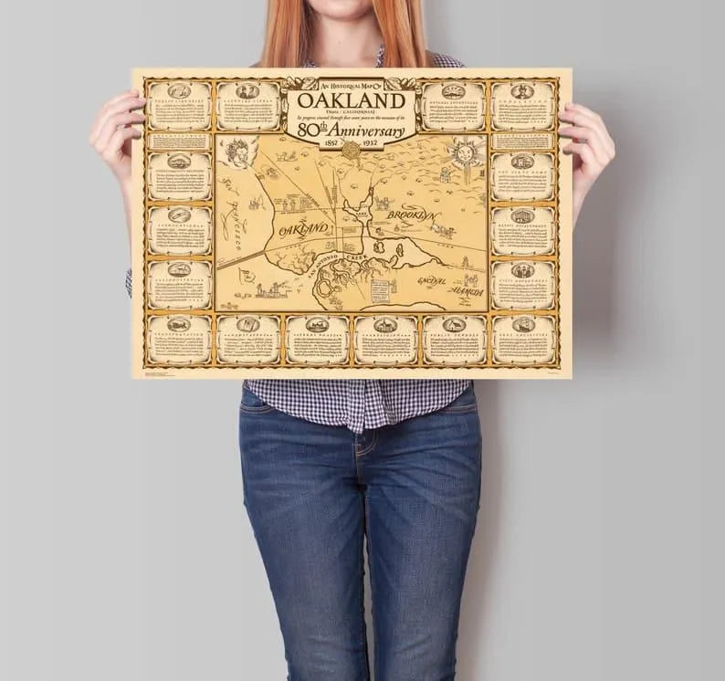 Oakland City Map Wall Print| Framed Map Wall Decor