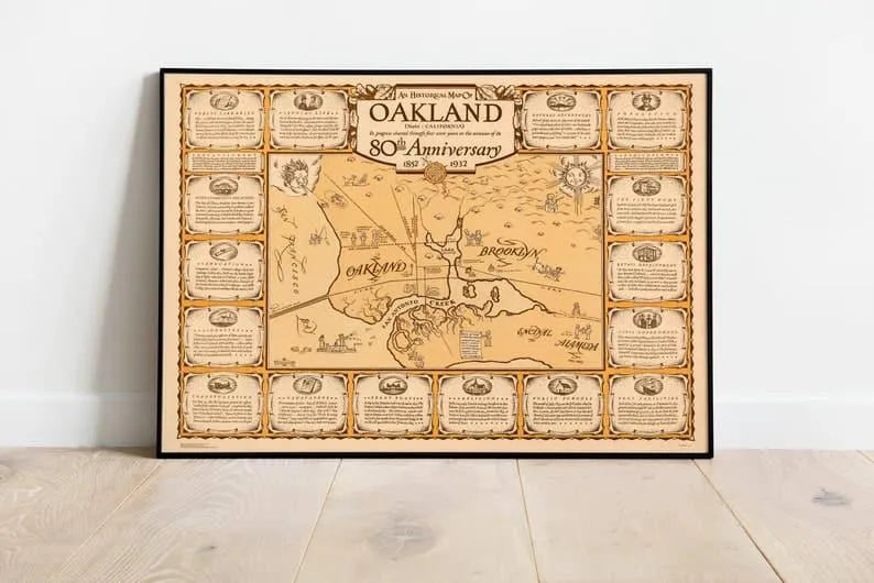 Oakland City Map Wall Print| Framed Map Wall Decor