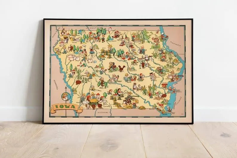 Iowa Map Print| Art History