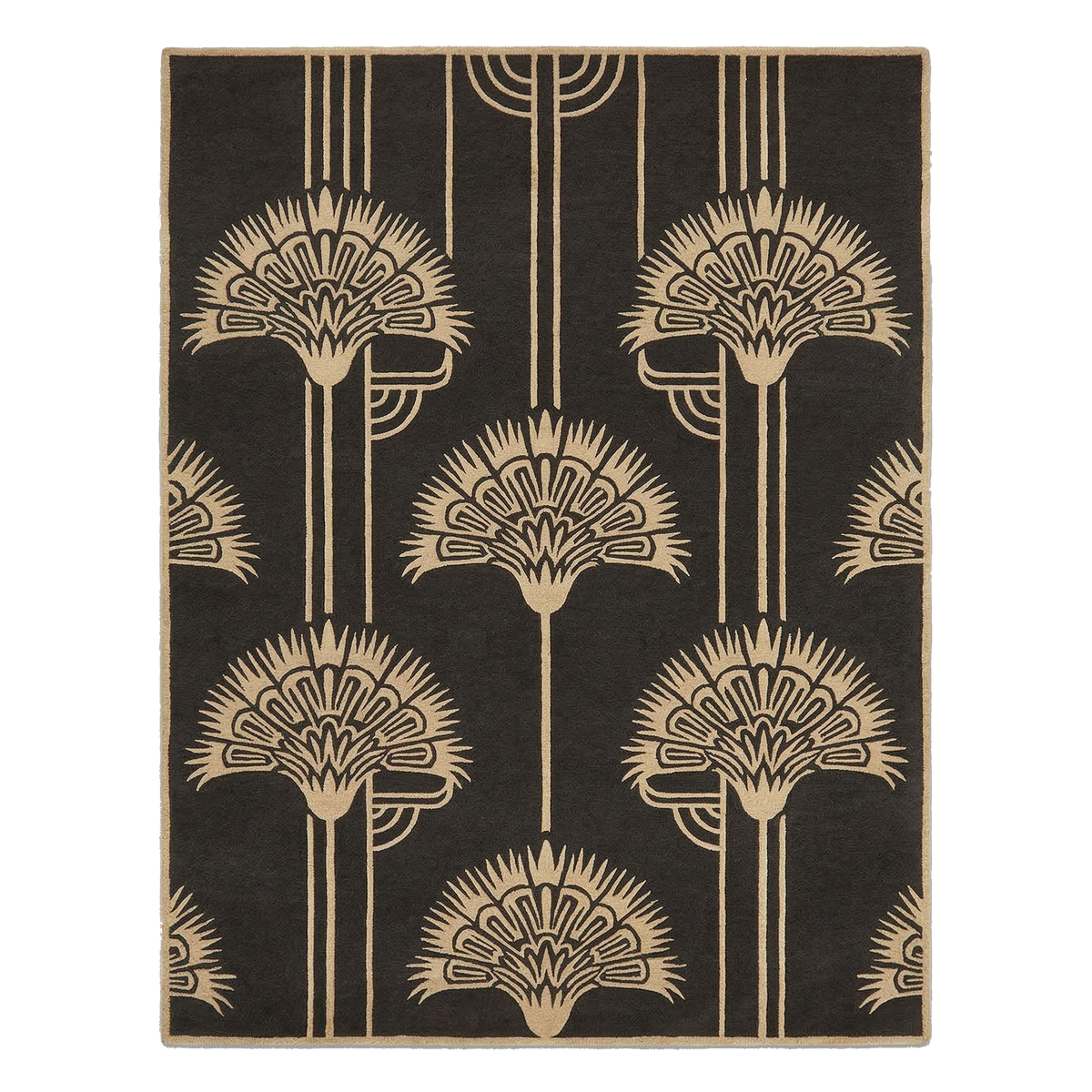 Obsidian Gilded Bloom Hand Tufted Wool Rug