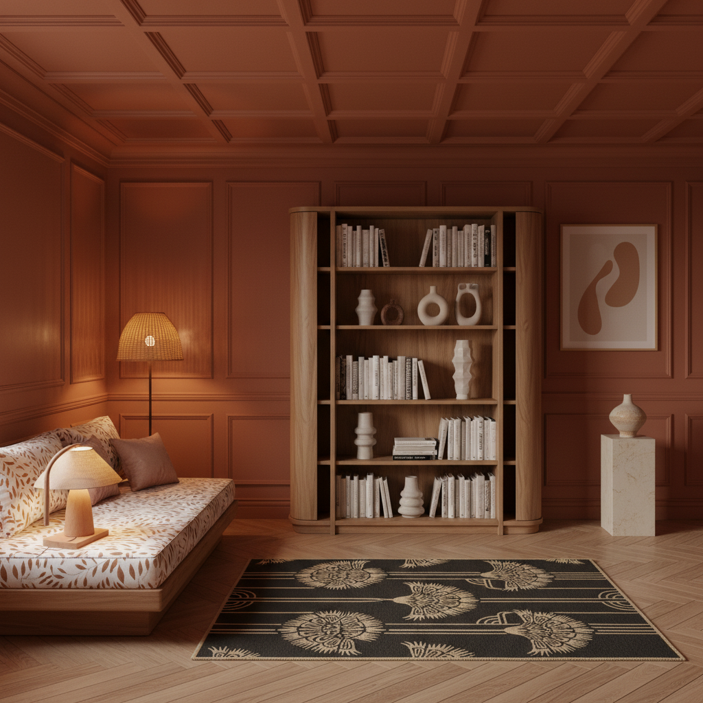 Obsidian Gilded Bloom Hand Tufted Wool Rug