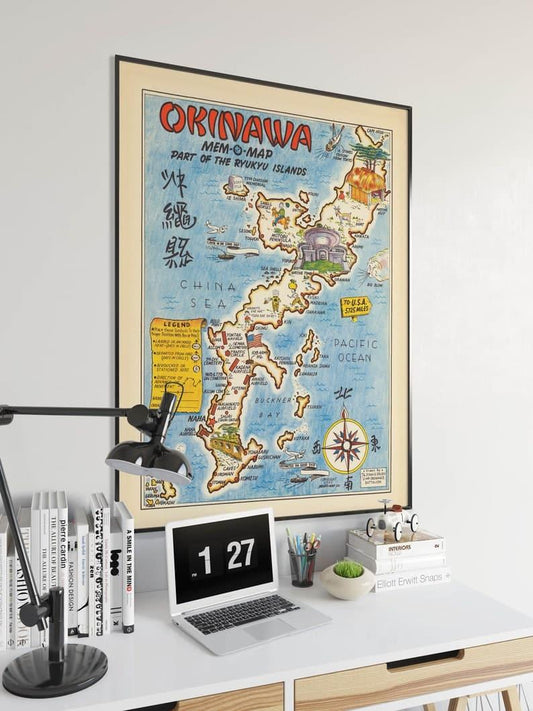 Okinawa Map Print 1945 Ryukyu Islands Map Wall Art 