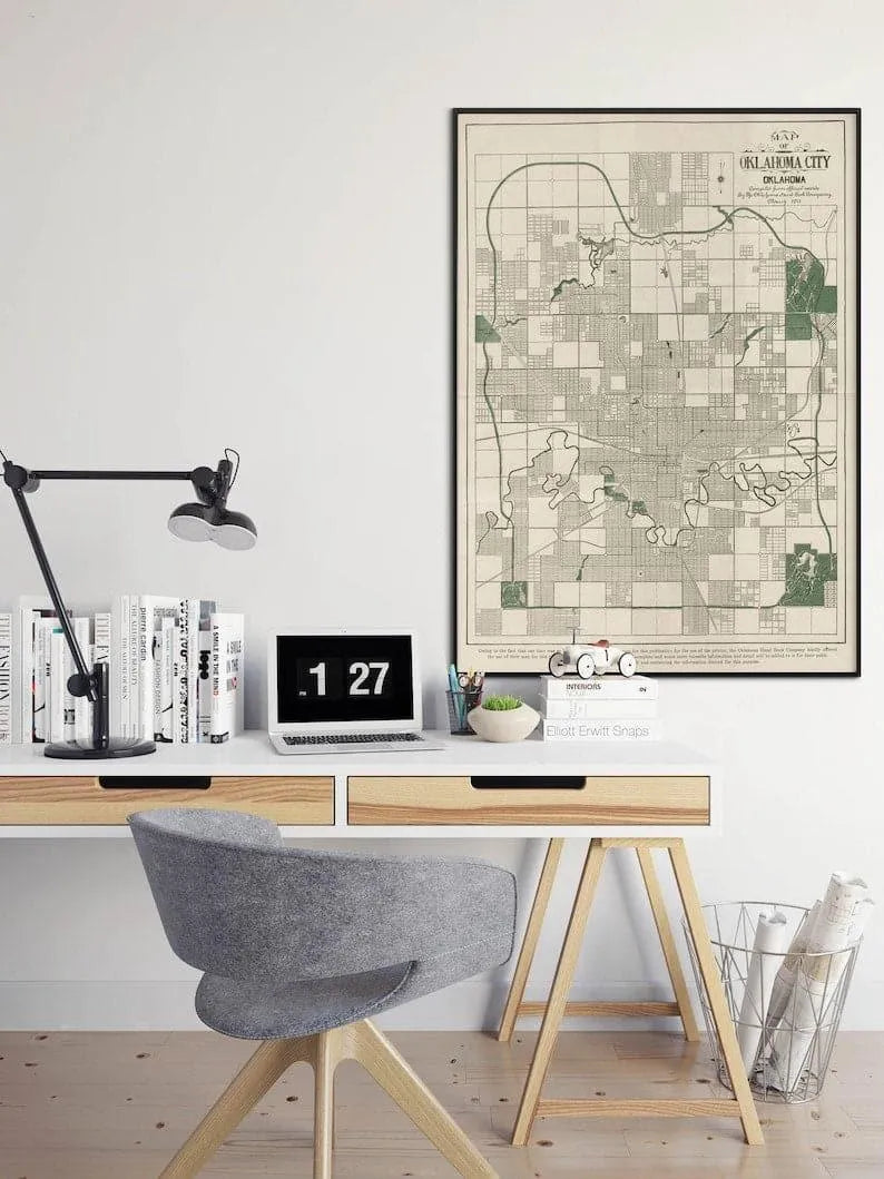 Oklahoma City Map Wall Print| Framed Map Wall Decor