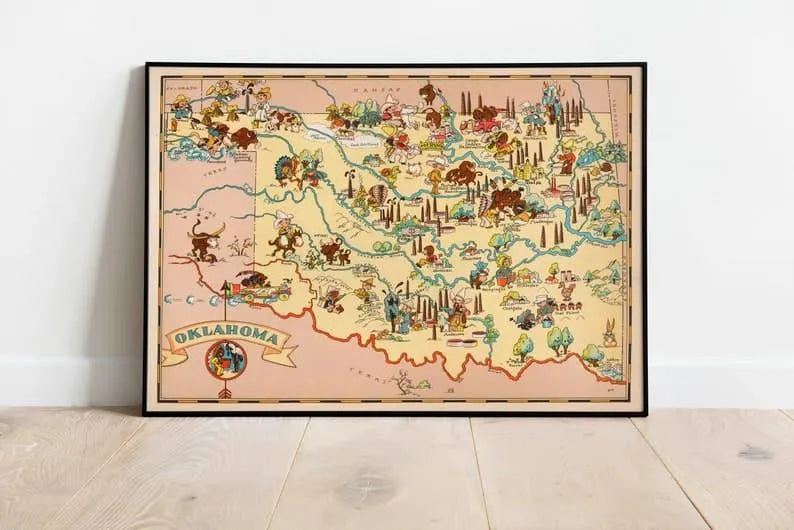 Oklahoma Map Print| Art History