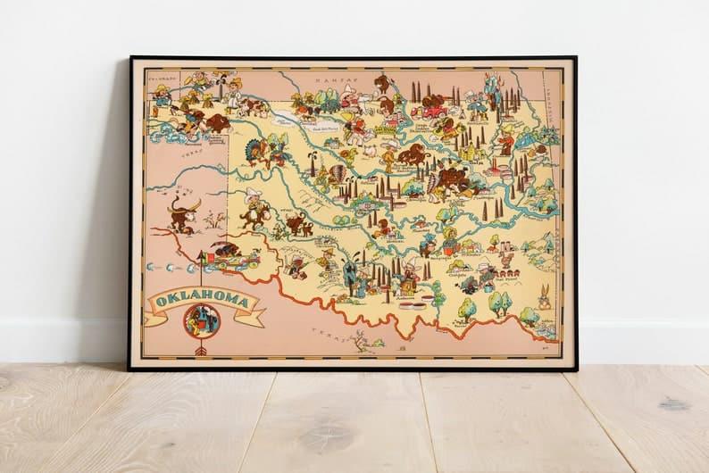 Oklahoma Map Print| Art History 