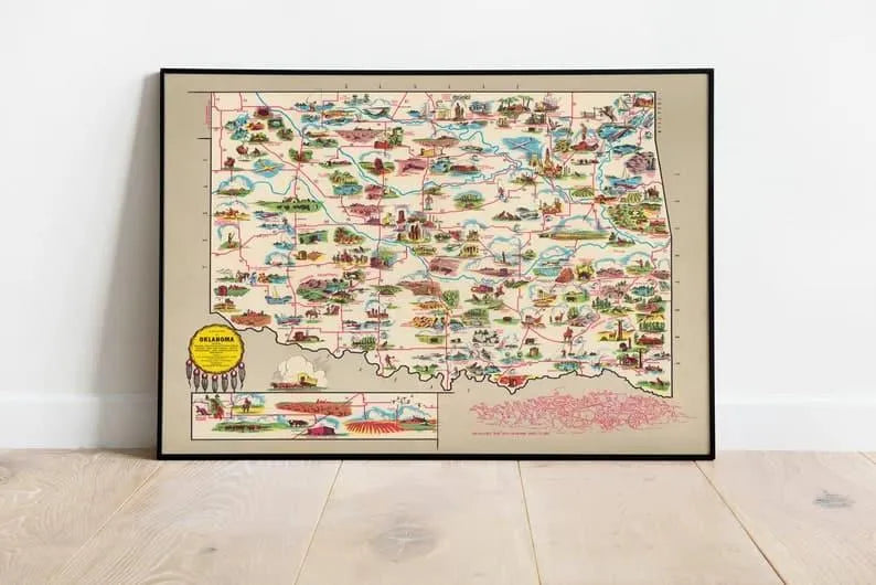 Oklahoma Map Print| Art History