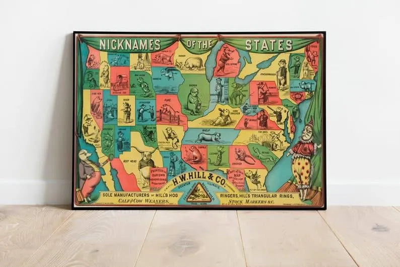 Old United States Map| Nicknames of States