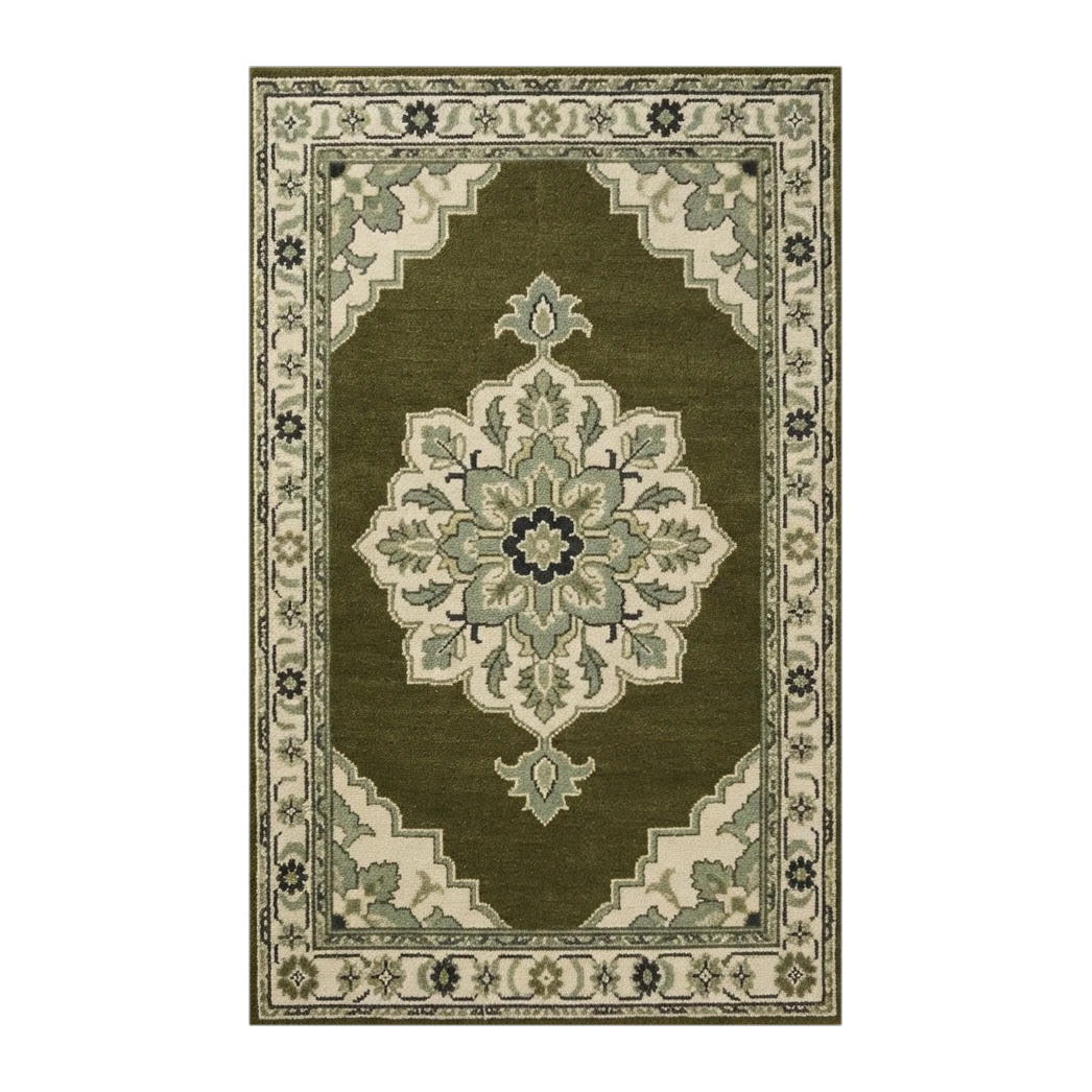 Olive Laurel Medallion Hand Tufted Rug
