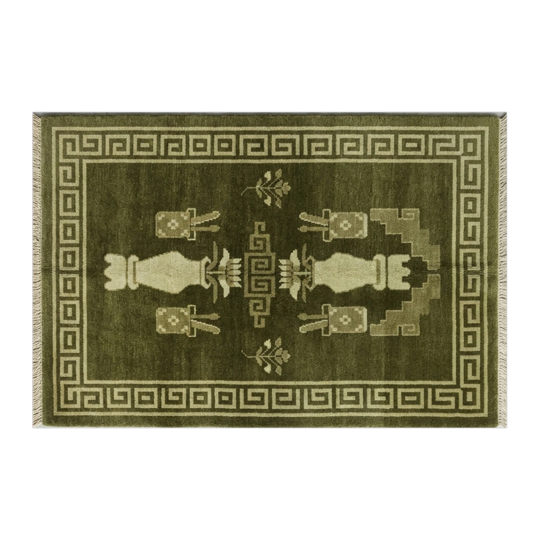 Olive Temple Vase Hand Knotted Rug - alternate view