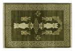 Olive Temple Vase Hand Knotted Rug shown flat on a white background