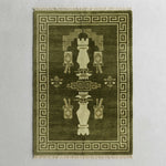 Olive Temple Vase Hand Knotted Rug — olive, green, cream chinoiserie rug by Maia Homes
