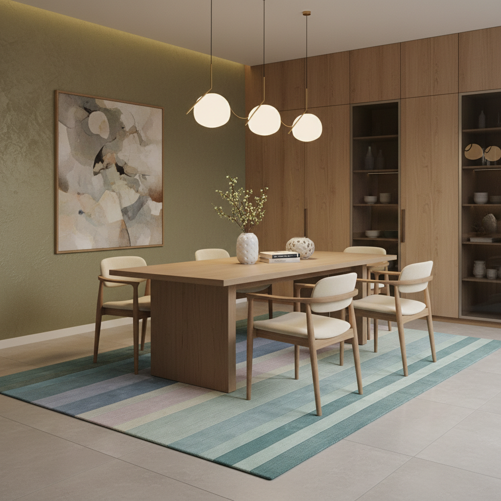 Sky Ombre Stripe Hand Tufted Wool Rug