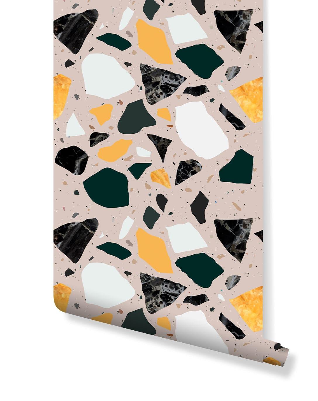 Orange, Emerald and Black Terrazzo Wallpaper Orange, Emerald and Black Terrazzo Wallpaper Orange, Emerald and Black Terrazzo Wallpaper 