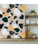 Orange, Emerald and Black Terrazzo Wallpaper