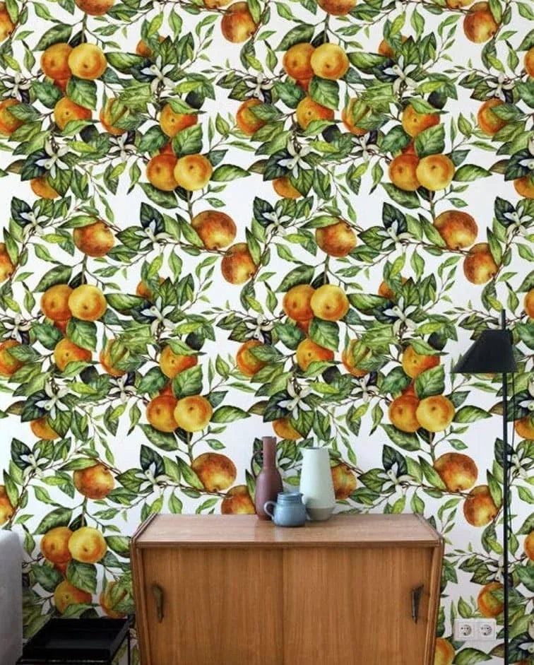 Orange Garden Botanical Wallpaper