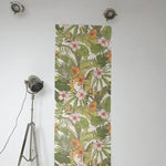 Orange Tropical Floral and Palm Leaves Wallpaper