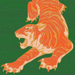 Orange Tiger Dark Green Hand Tufted Rug - Left