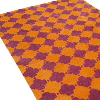 Orange Pink Clovers Hand Tufted Rug