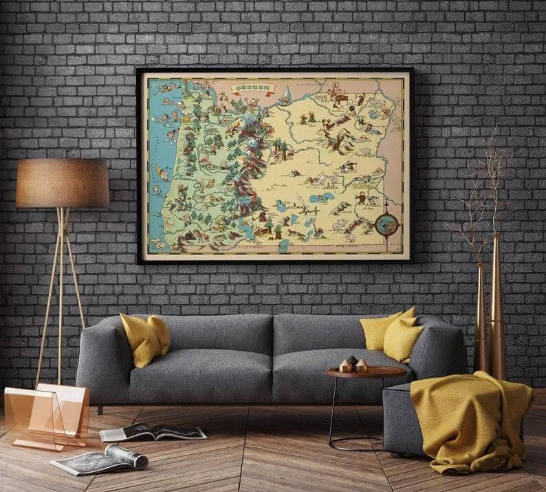 Oregon Map Print| Art History