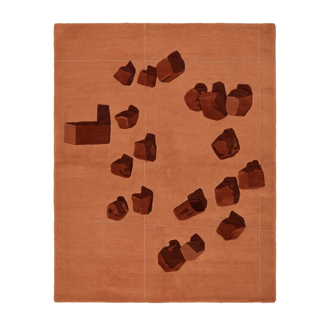 Organic Terracotta Wave Pattern Hand Tufted Rug