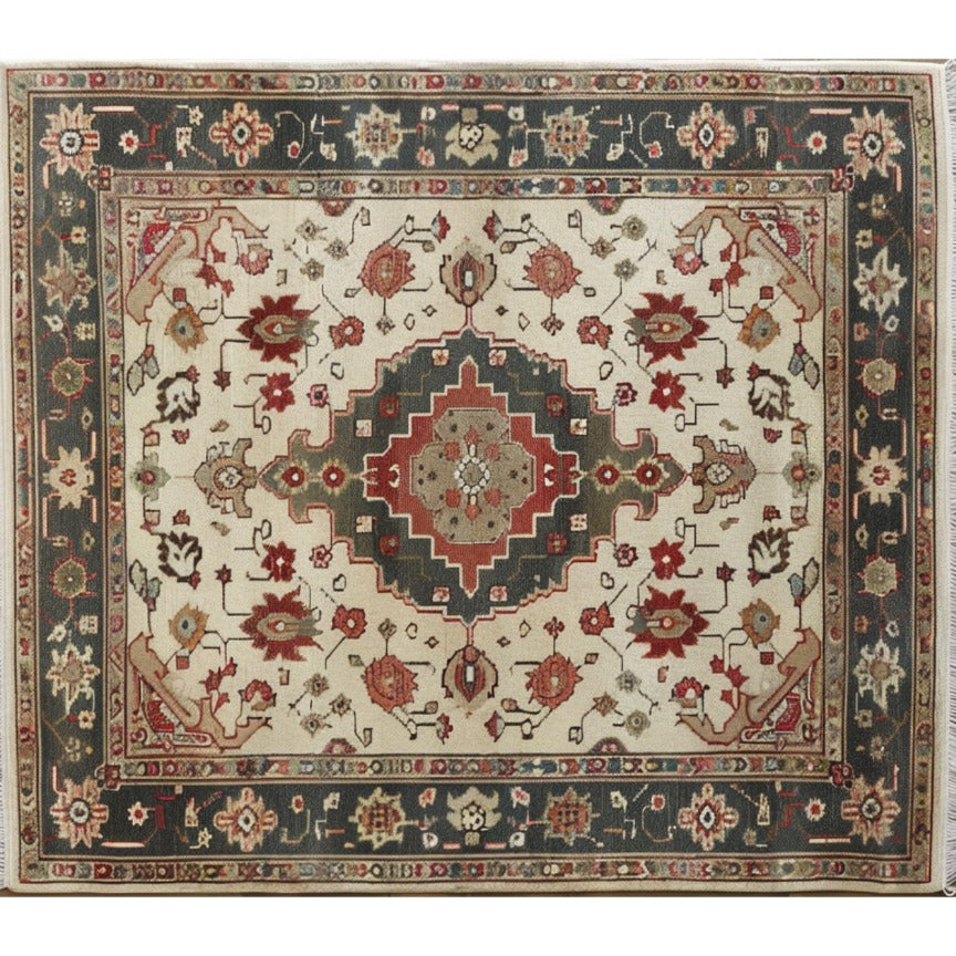 Ornamental Floral Hand Knotted Area Rug