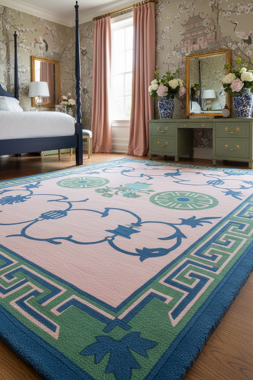 Ornate Floral Medallion Hand Tufted Rug