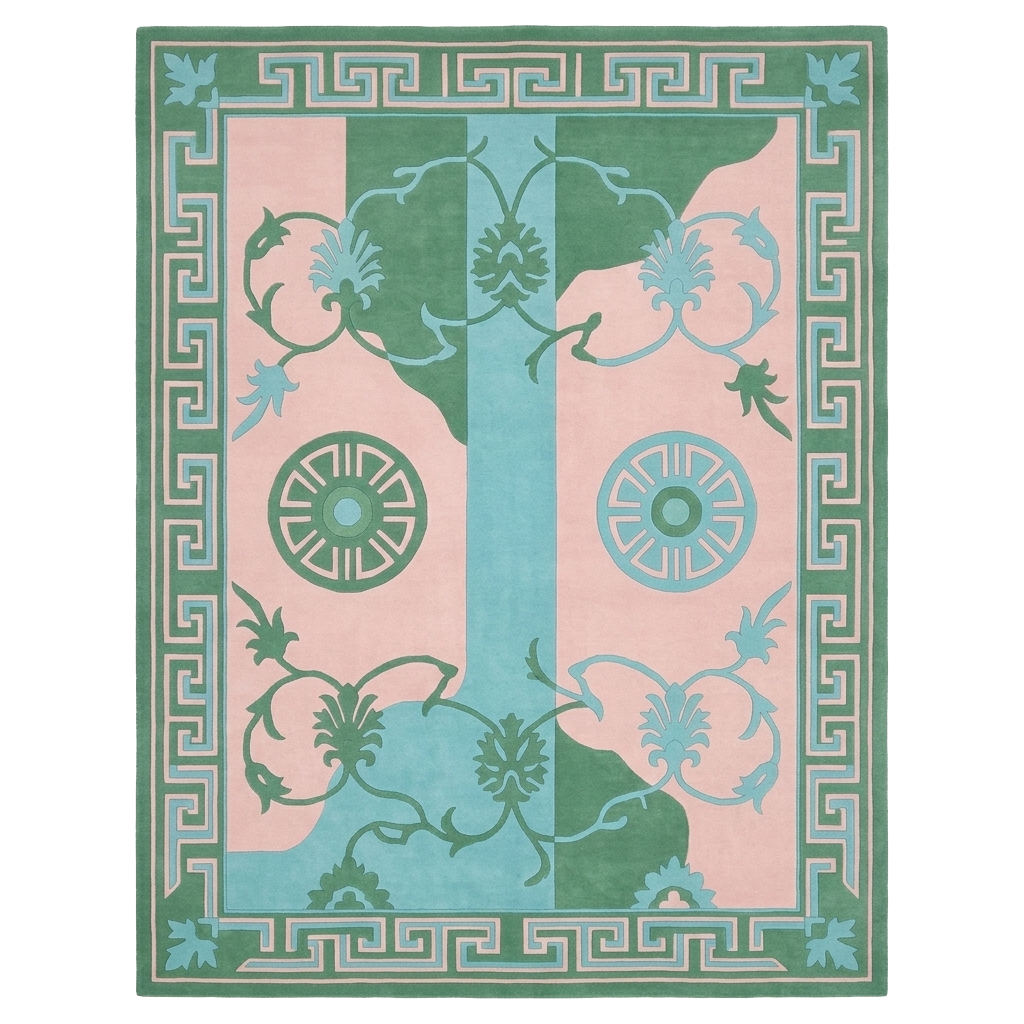 Ornate Garden Scroll Hand Tufted Wool Rug 