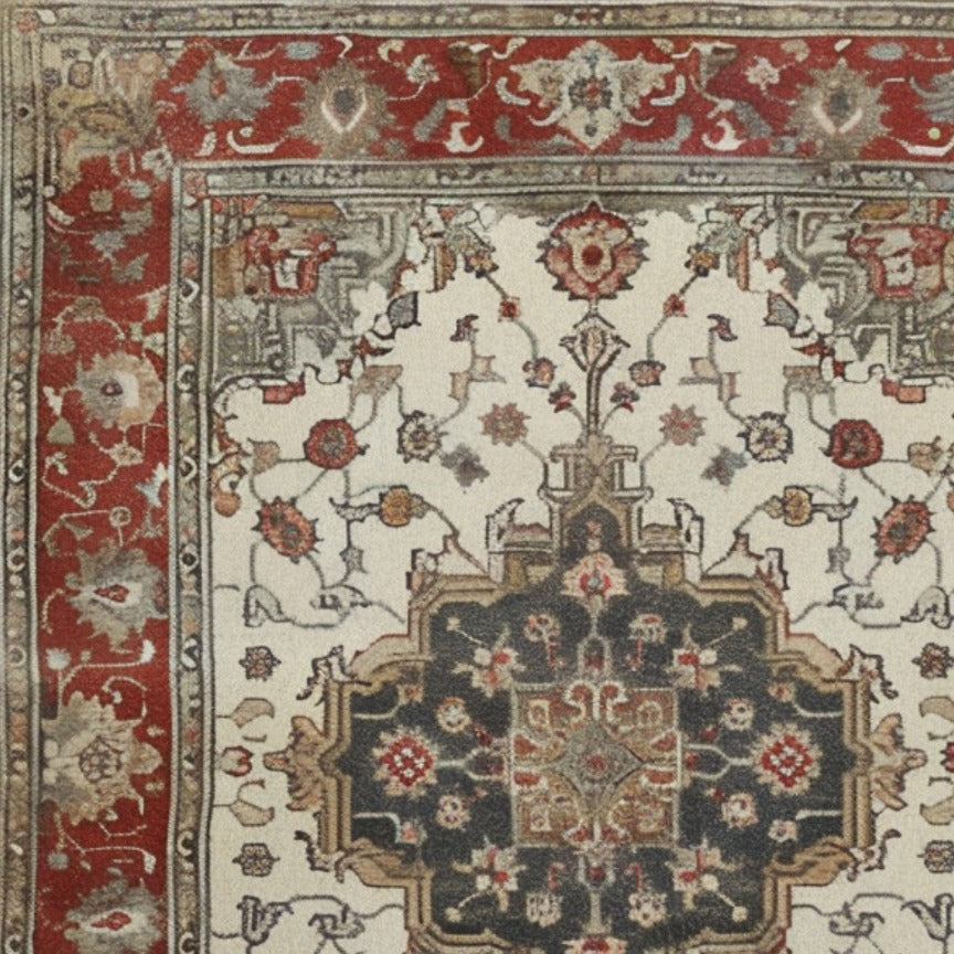 Ornate Crimson Beauty Hand Knotted Area Rug