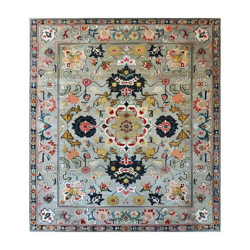 Ornate Floral Harmony Hard Viscose Hand Knotted Wool Rug