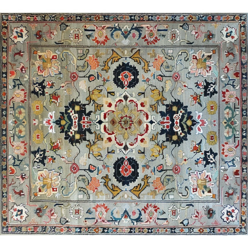 Ornate Floral Harmony Hard Viscose Hand Knotted Wool Rug