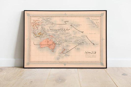 Ottoman Map of Australia 1868| Old Map Wall Decor