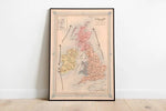 Ottoman Map of British Isles 1868| Old Map Wall Decor