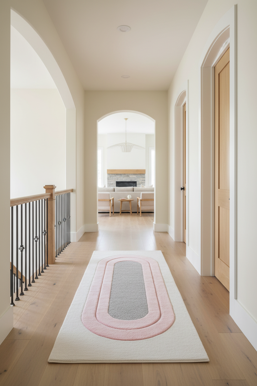 Oval Frame Hand Tufted Runner Rug