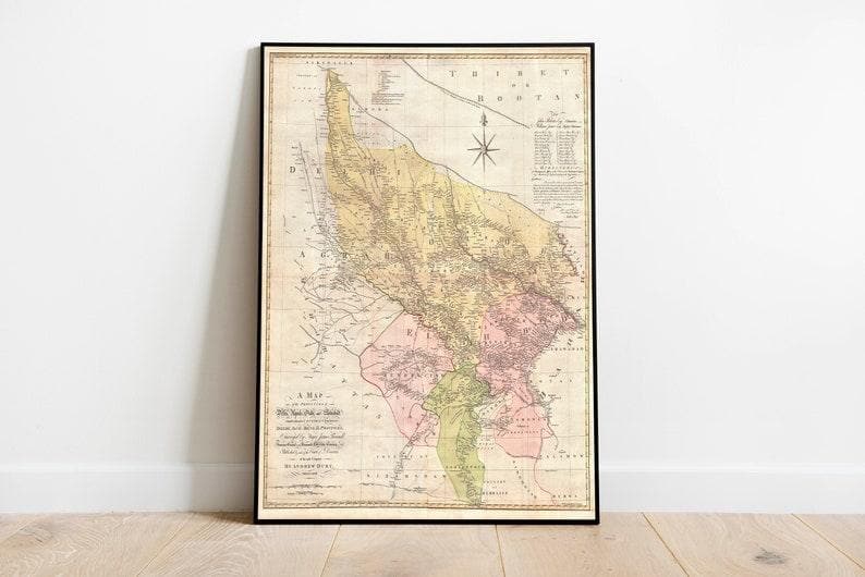 Overland Route To India 1851| Trade Route Map Overland Route To India 1851| Trade Route Map Delhi Map Wall Print| 1777 Agra Map Poster Print 