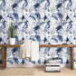Oversized Dramatic Peonies on Black Wallpaper Blue and White Tropical Birds and Flowers Wallpaper 