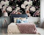 Oversized Dramatic Peonies on Black Wallpaper