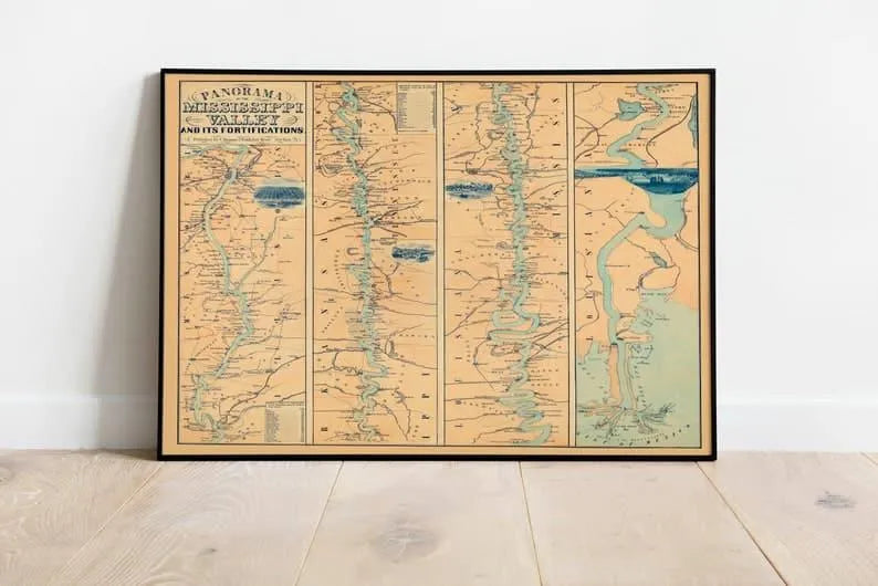 Panorama Map of the Mississippi Valley 1873| Old Map Wall Decor