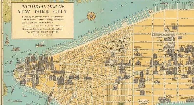 Panoramic Map of Mahattan| Pictorial Map of New York City