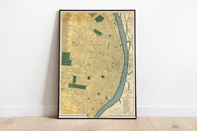 St Louis City Map Wall Print| Framed Map Wall Decor