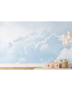 Pastel Blue Sky Clouds Bedroom Wall Mural