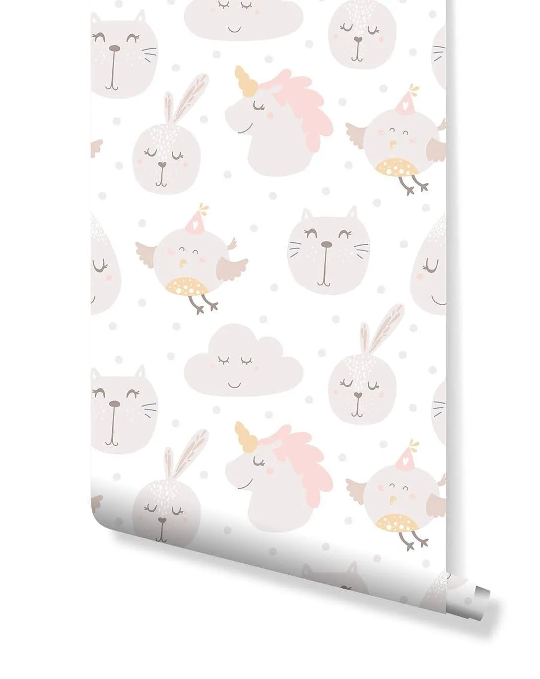 Pastel Color Cute Animals Kids Room Removable Wallpaper