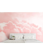 Pastel Pink Sky Clouds Bedroom Wall Mural