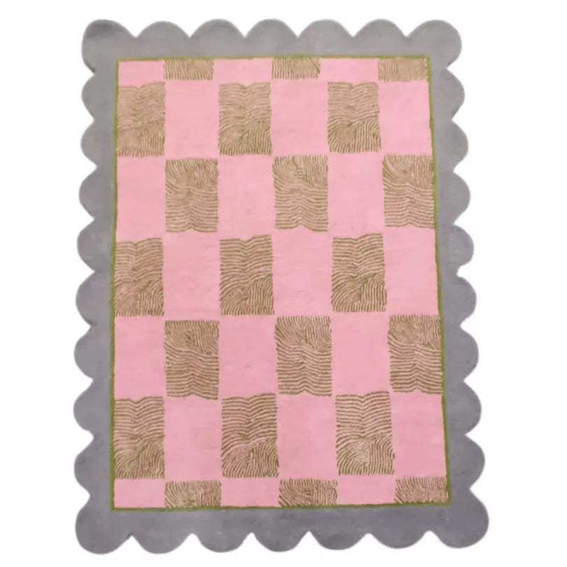 Pastel Harmony Scalloped Leaf Hand Tufted Rug