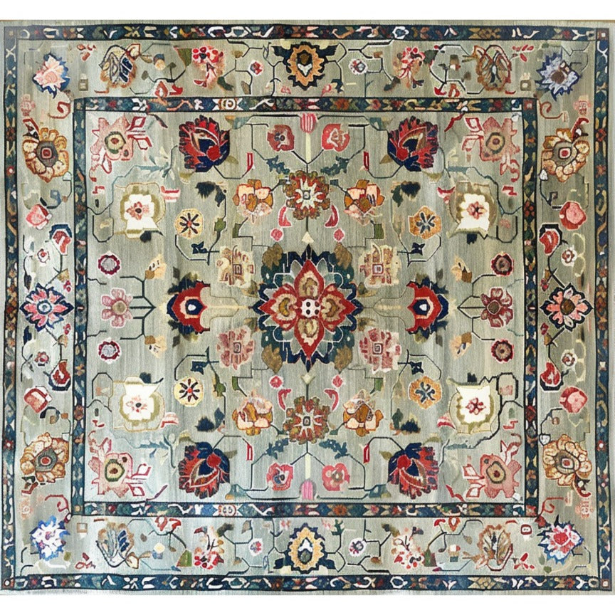 Pastel Medallion Blossom Hand Knotted Area Rug